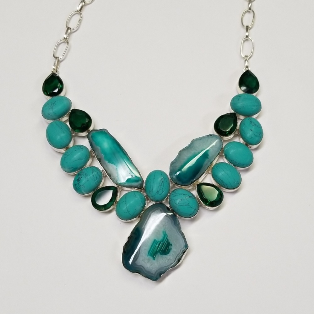 Gemstone Statement Necklace - image 1